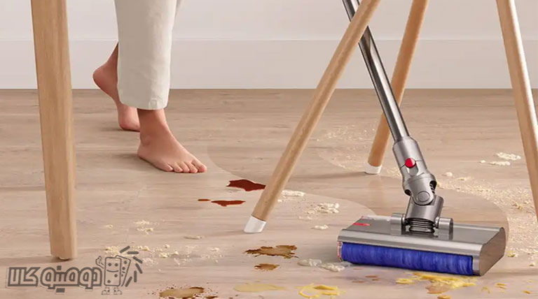 تی کشیدن پارکت و سرامیک و سنگ با جارو شارژی دایسون مدل Dyson V12s Detect Slim Submarine