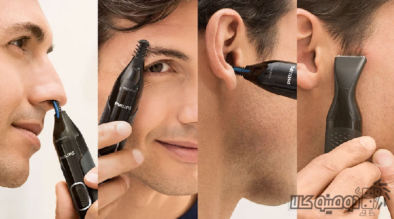 اصلاح موهای زائد بینی، گوش و کوتاه کردن ابرو و خط انداختن ریش با موزن گوش و بینی و خط زن فیلیپس مدل NT5650/16